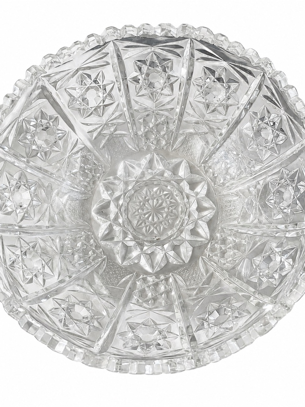Vintage Lead Crystal Cut Glass Serving Bowl - Picture 2 of 3